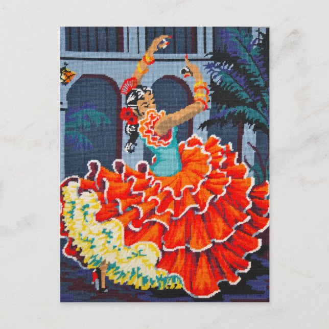 Carte Postale Danseuse flamenco en carton couleur (Devant)