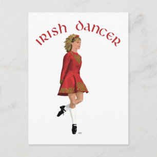 Carte Postale Danseuse Irlandaise en Rouge
