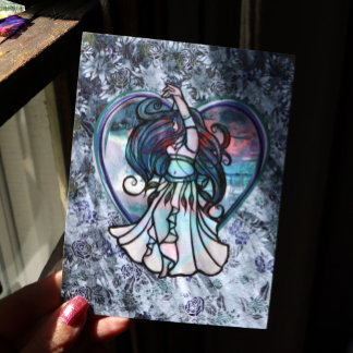 Carte Postale Danseuse orientale sarcelle et violette Cœur d'amo