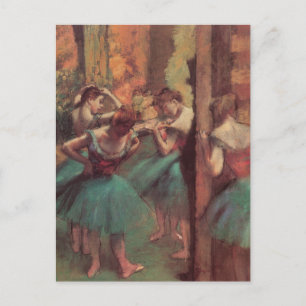 Carte Postale Danseuses, rose et vert par Edgar Degas