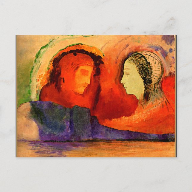 Carte Postale Dante et Beatrice, œuvre d'art par Odilon Redon (Devant)