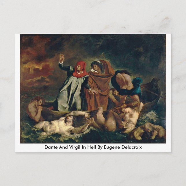 Carte Postale Dante Et Virgile En Enfer Par Eugene Delacroix (Devant)