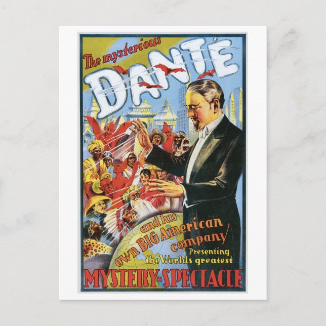 Carte Postale Dante ~ The Mysterious Magician Vintage Magicien A (Devant)