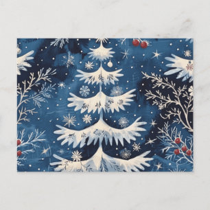 Carte postale d'arbre de Noël bleu blanc