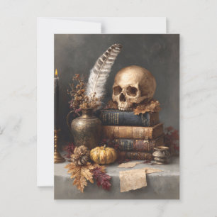 Carte Postale Dark Academia et la vie encore avec le crâne