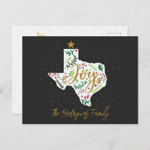 Carte Postale Dark Grey Joy Feuilles de vacances Texas Shape