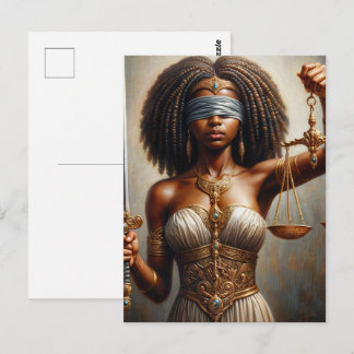 Carte Postale  Dark-Skinned Lady Justice With Scales and Sword