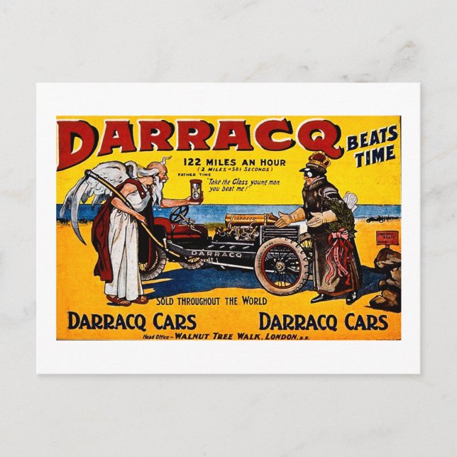 Carte Postale Darracq - Publicité automobile Vintage (Devant)
