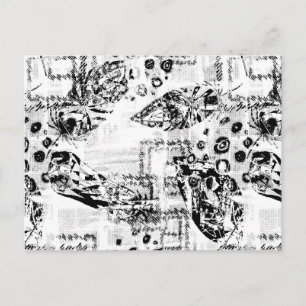 Carte postale d'art abstrait noir et blanc moderne