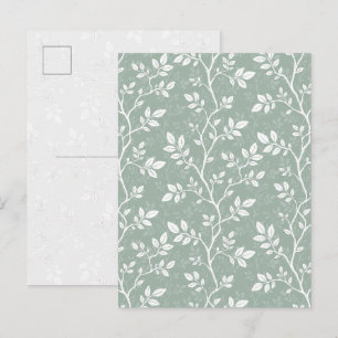 Carte postale d'art botanique minimaliste vert sau
