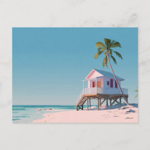 Carte postale d'art de cabane de plage minimaliste