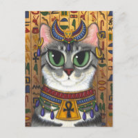 Carte postale d'art de chat de Bastet d'Egyptienne
