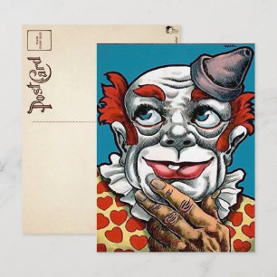 Carte postale d'art de clown effrayant vintage