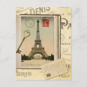Carte postale d'art de collage de la Tour Eiffel v
