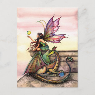 Carte postale d'art de dragon et de fée par Molly