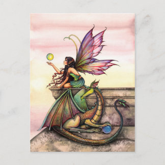 Carte postale d'art de dragon et de fée par Molly