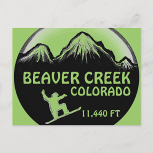Carte postale d'art de snowboard verte de Beaver C