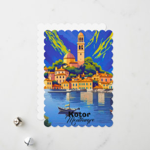 Carte postale d'art de voyage à Kotor Montenegro,