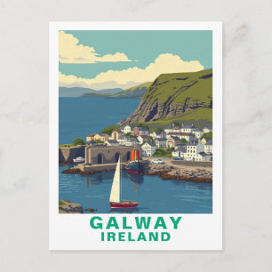 Carte postale d'art de voyage rétro Galway Irlande