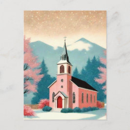 Carte postale d'art d'église rose de style rétro