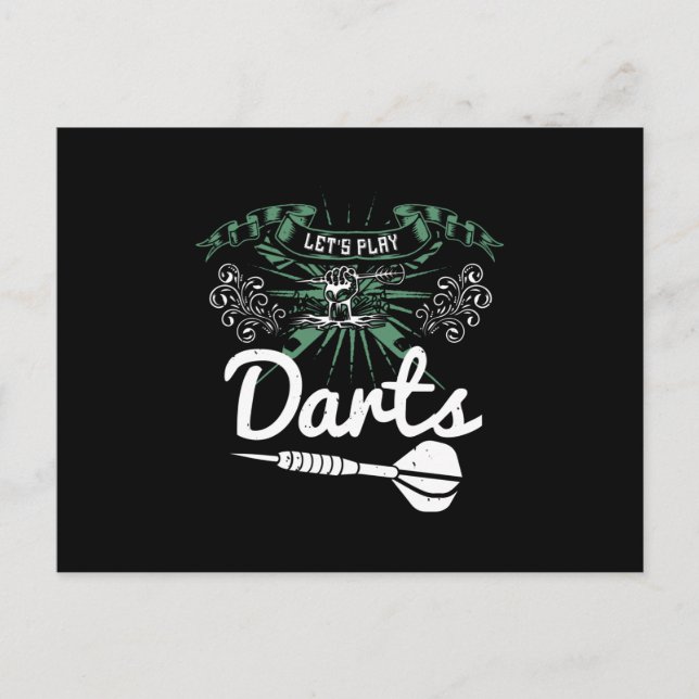 Carte Postale Darts - Jouons aux fléchettes (Devant)