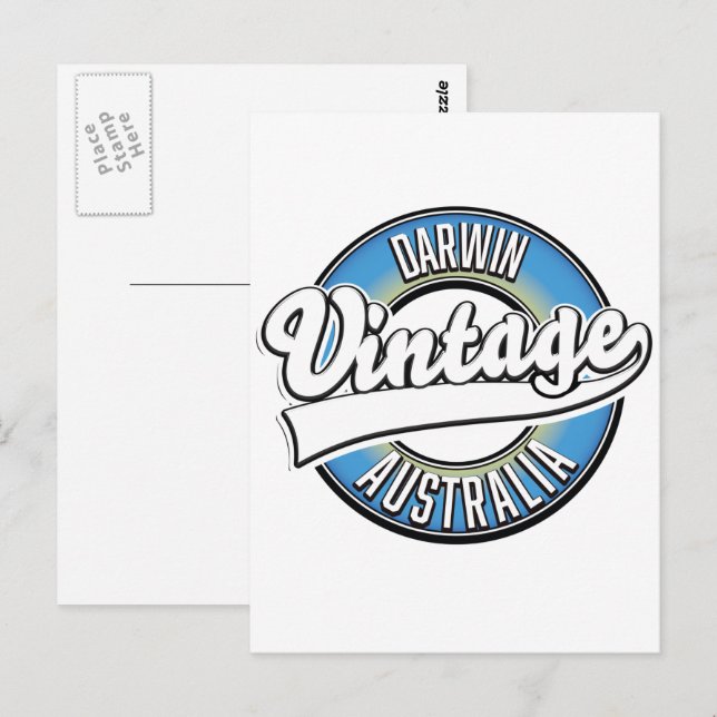 Carte Postale Darwin australie logo vintage (Devant / Derrière)
