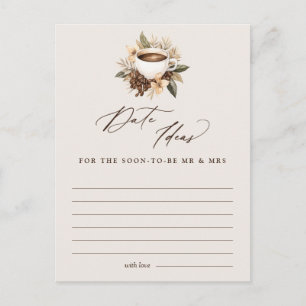 Carte Postale Date Idées Floral Coffee Fête des mariées Jeu