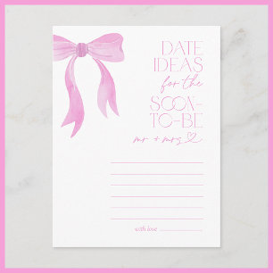 Carte Postale Date Idées Pink Bow Fête des mariées Jeu