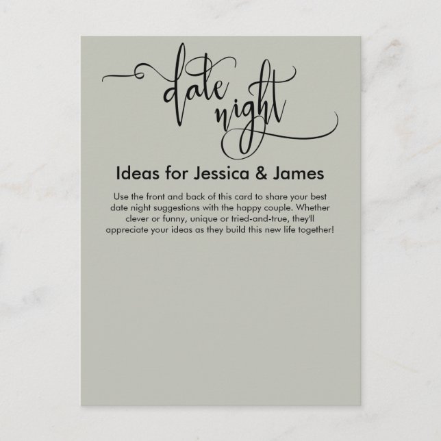Carte Postale Date Nuit Idées Élégante Sage Green Advice Card (Devant)