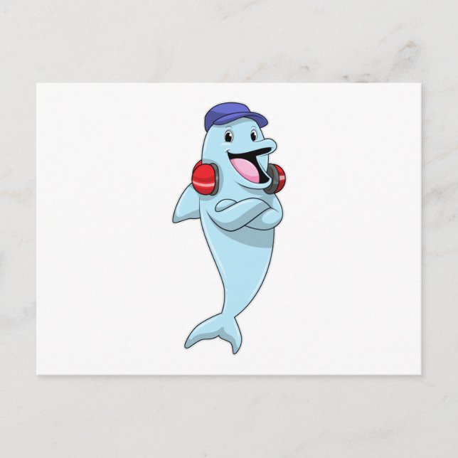 Carte Postale Dauphin à Écouter de la musique (Devant)