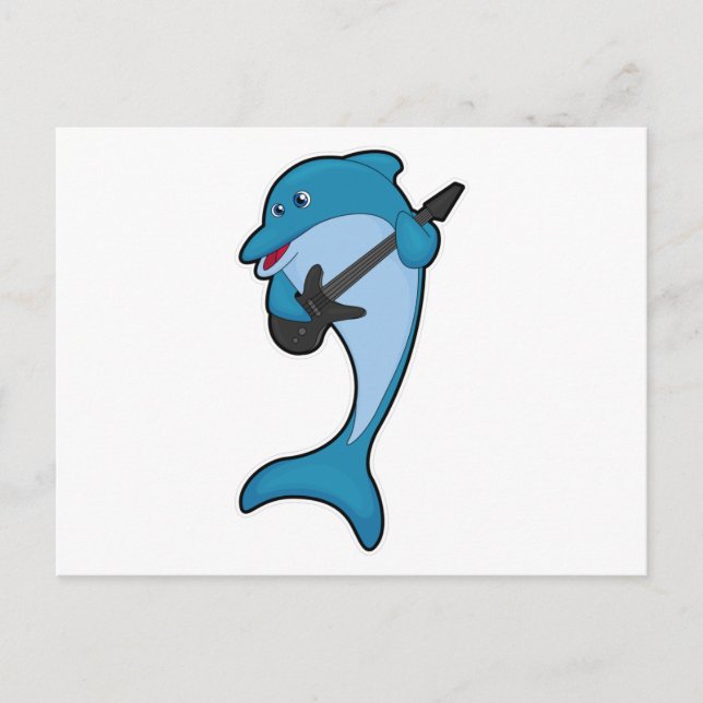 Carte Postale Dauphin à la musique avec guitare (Devant)