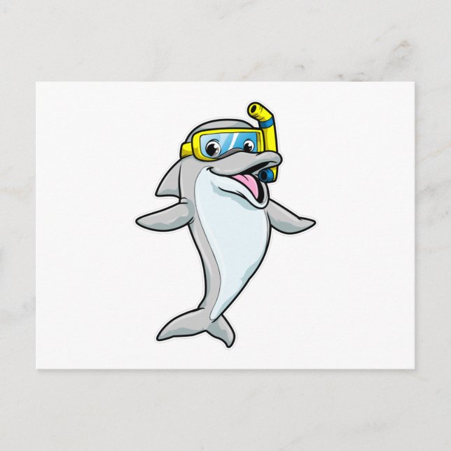 Carte Postale Dauphin à la plongée avec tuba (Devant)