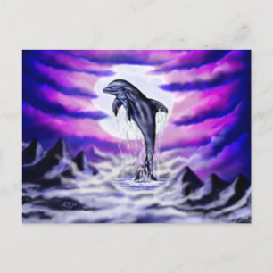 Carte Postale Dauphin au clair de lune