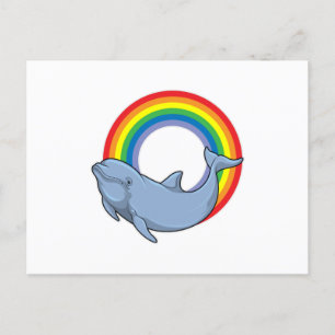 Carte Postale Dauphin avec arc-en-ciel