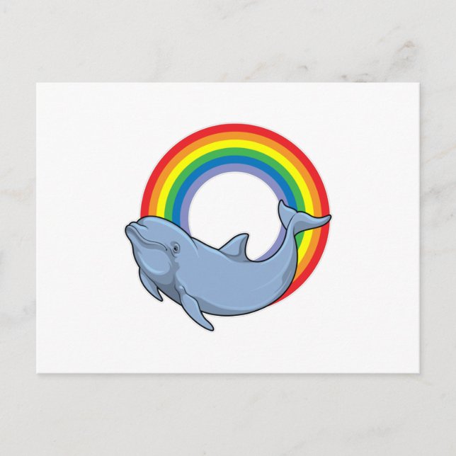 Carte Postale Dauphin avec arc-en-ciel (Devant)