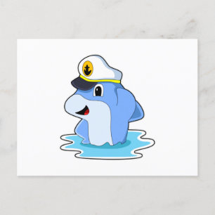 Carte Postale Dauphin comme capitaine avec chapeau