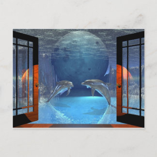 Carte Postale Dauphin d'art 3d ensemble