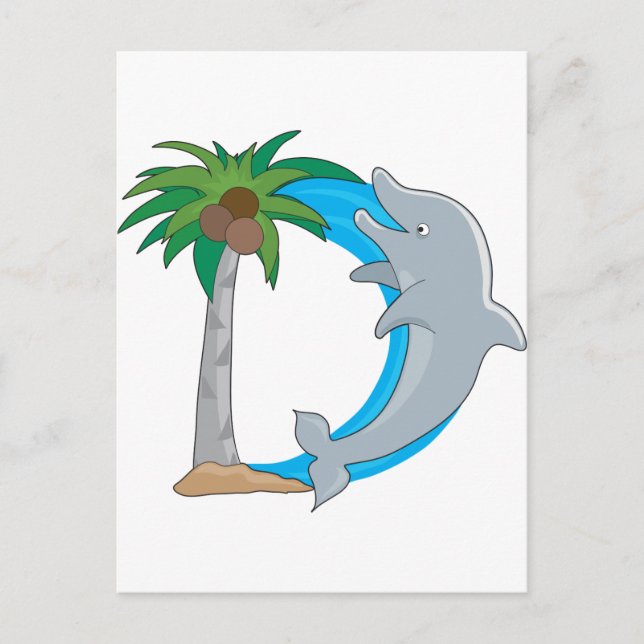 Carte Postale Dauphin de l'alphabet animal (Devant)