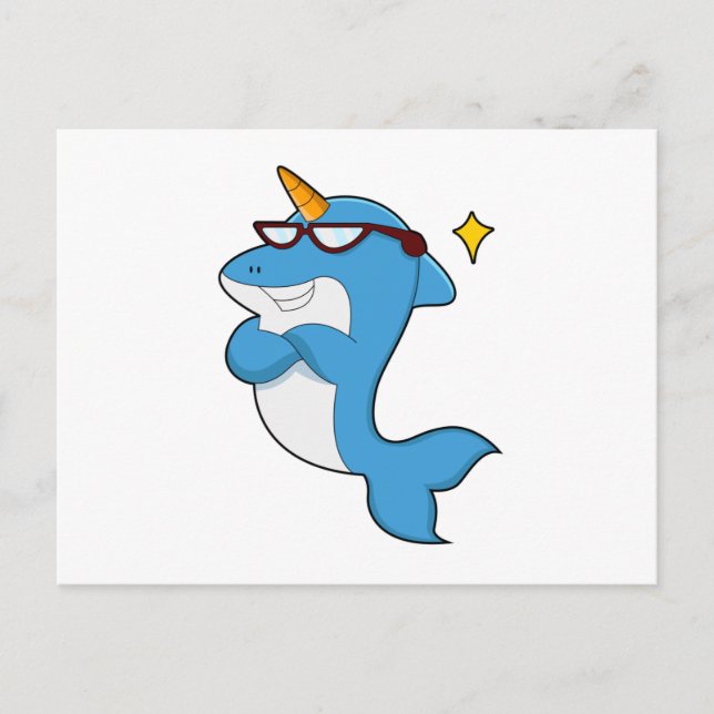 Carte Postale Dauphin en licorne avec des lunettes.PNG (Devant)