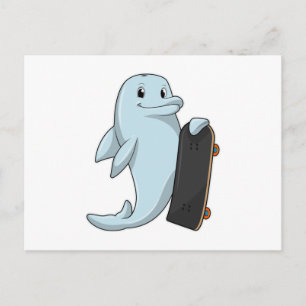 Carte Postale Dauphin en skateur avec skateboard