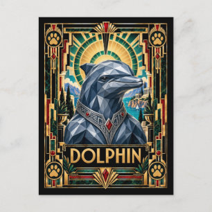 Carte Postale Dauphin, faune Art déco