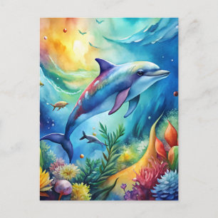 Carte Postale Dauphin peint