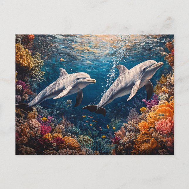 Carte Postale Dauphin Pod Coral Reef (Devant)