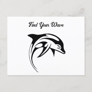 Carte Postale Dauphin Tribal Design Stylisé Art Océan Géométriqu