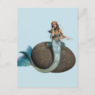 Carte Postale Dauphine sirène rêveuse Art de fantaisie sous-mari
