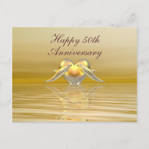 Carte Postale Dauphins et Coeur du Golden Anniversaire