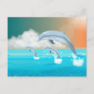 Carte Postale dauphins faisant des sauts dans l'océan