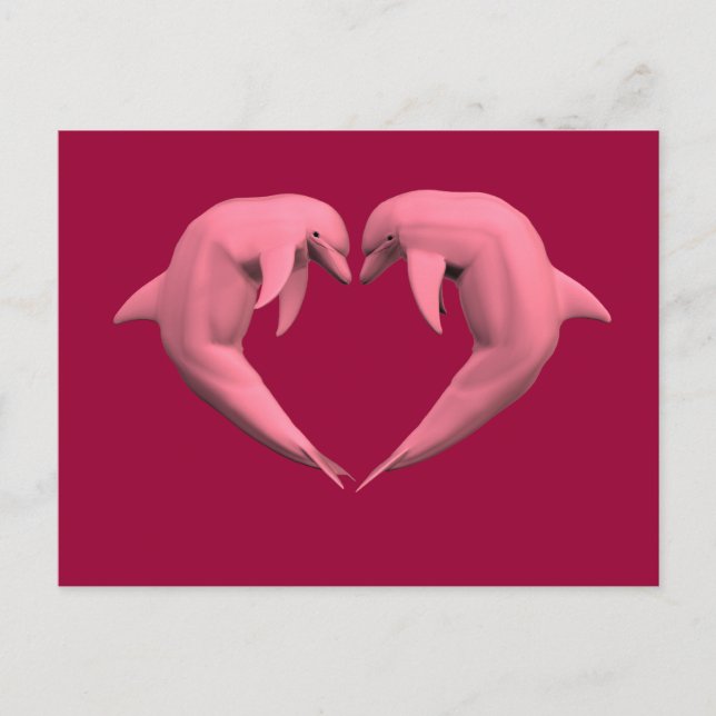 Carte Postale Dauphins roses (Devant)