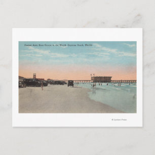 Carte Postale Daytona, FL - Vue sur la plage avec voitures &