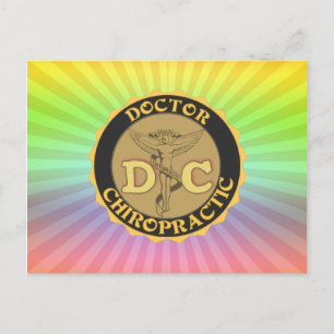 CARTE POSTALE DC LOGO DOCTEUR CHIROPRACTIQUE CADUCEUS
